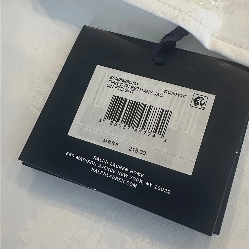 Ralph Lauren Bethany Jacquard queen Xtra Deep Fitted Sheet Organic NEW
